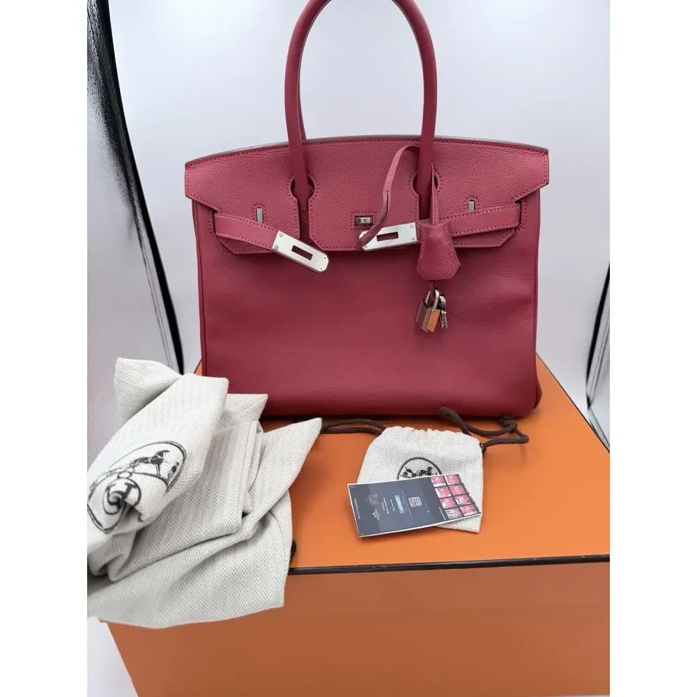 Hermes Birkin 30 Vibrant Red Epsom Palladium PHW Stamp X 2016